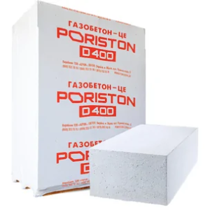 Вироби стінові з автоклавного газобетону PORISTON 610/300/200-400-2,7 гладкий (2,196 куб.м, 60шт/уп)