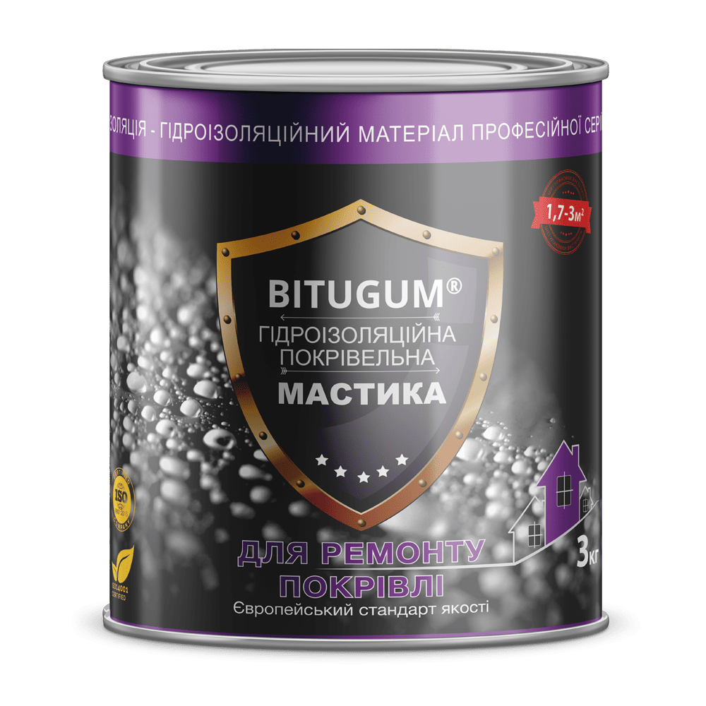 Мастика гідроізоляційна покрівельна Bitugum (3 кг), для покрівлі